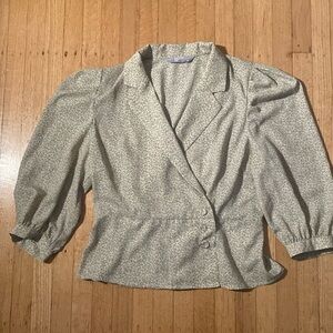 Ditsy Green Floral Puff Sleeve Blouse